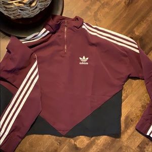 SM Women’s Maroon Adidas Crop Top Windbreaker